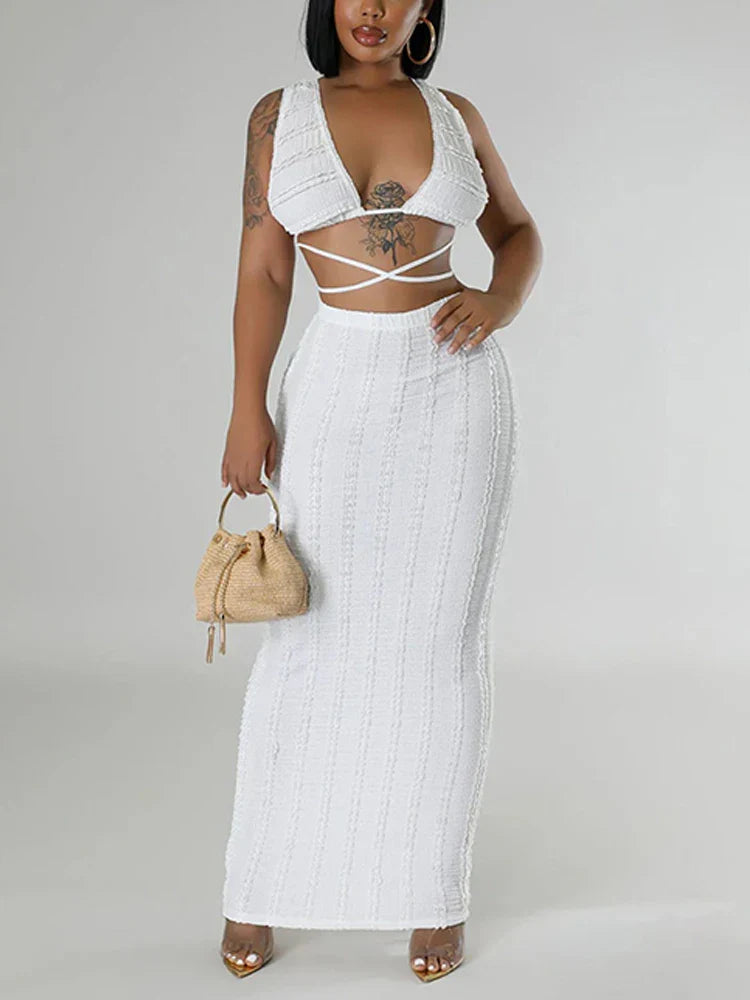 Zomerse Gebreide Set Vrouwelijk Chic