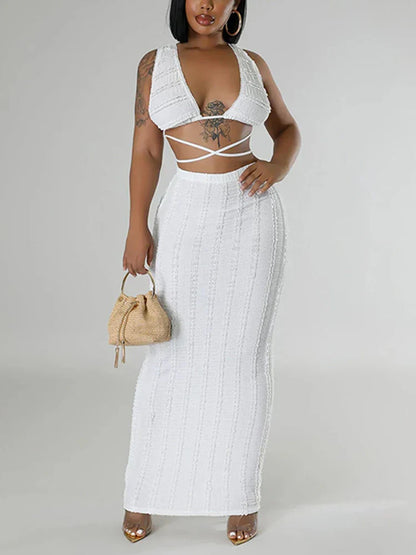 Zomerse Gebreide Set Vrouwelijk Chic