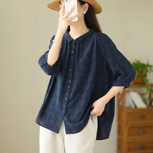Vrouwen Shirt Katoen Zomerjurk Casual Lente Zomer - StudioMarella