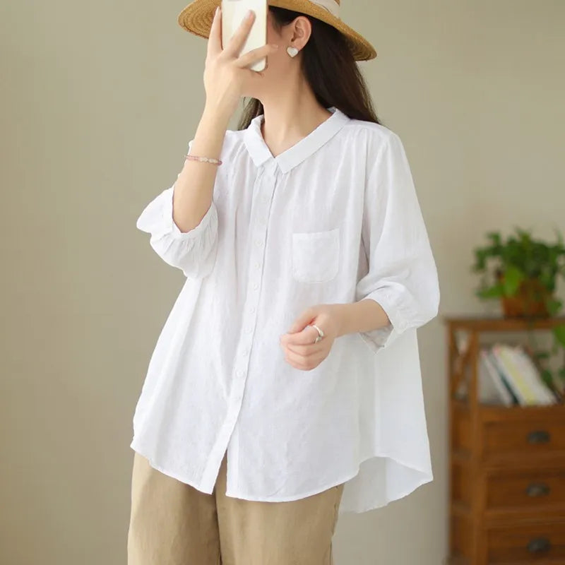 Vrouwen Shirt Katoen Zomerjurk Casual Lente Zomer