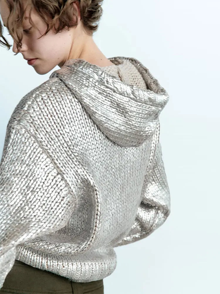 Glanzende Hoodie Metallic Look Zacht en Comfortabel