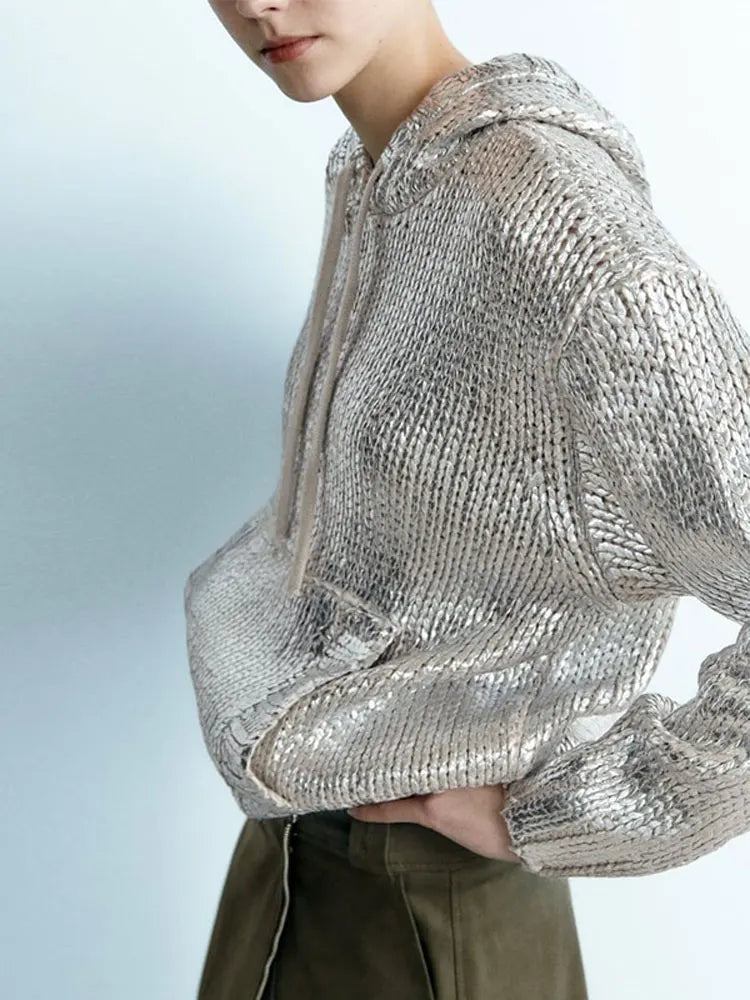 Glanzende Hoodie Metallic Look Zacht en Comfortabel