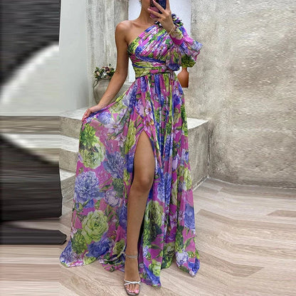 Elegante Maxi Jurk met 1 Mouw voor Vrouw