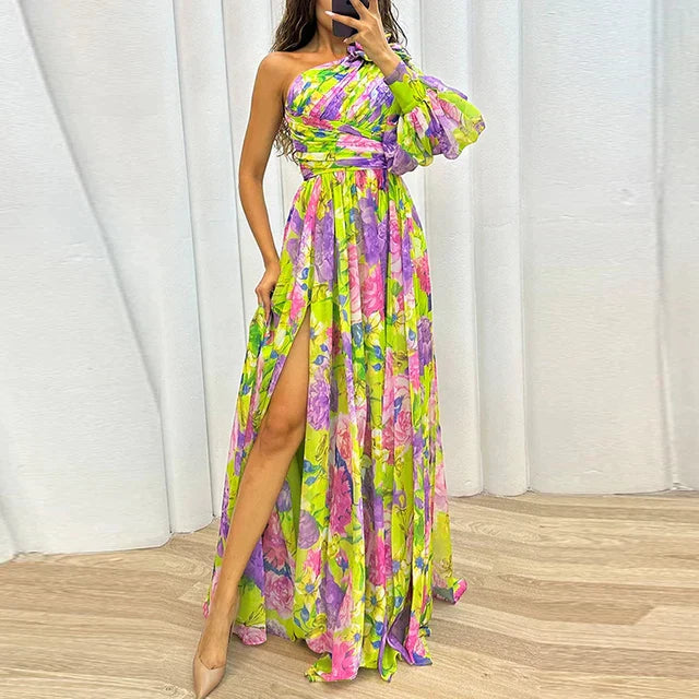 Elegante Maxi Jurk Een Mouw Zomerjurk voor Vrouw