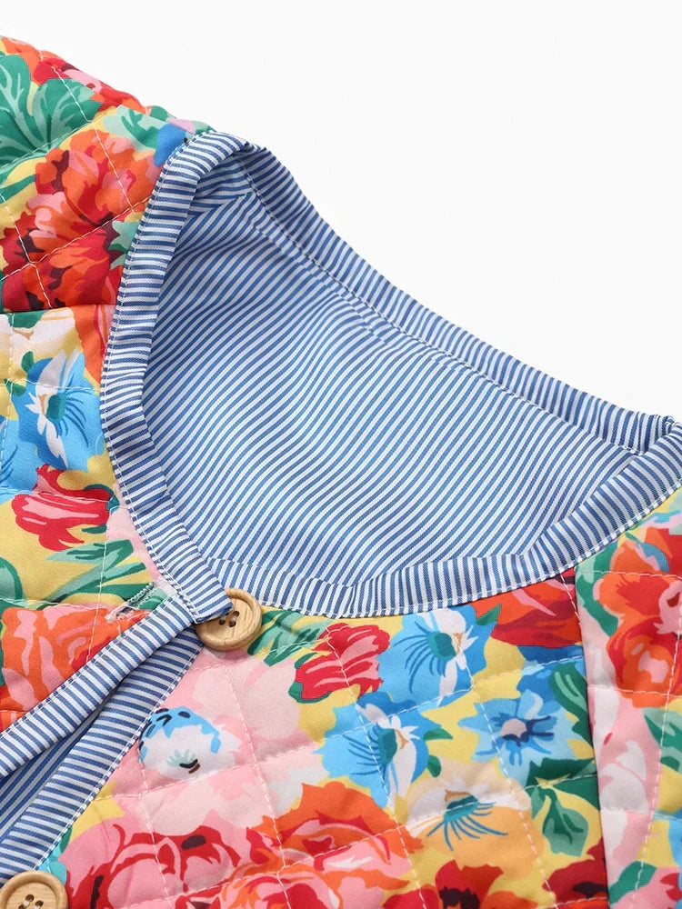 Damesjas Zacht Bloemenprint Comfortabele Stof