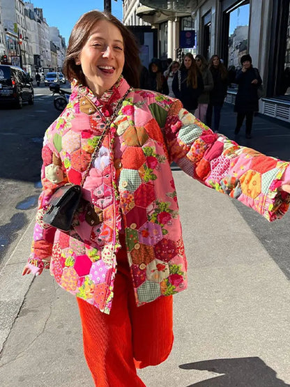 Damesjas Zacht Bloemenprint Comfortabele Stof