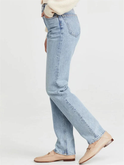 Retro Jeans Broek met Zijzakken en Ritssluiting