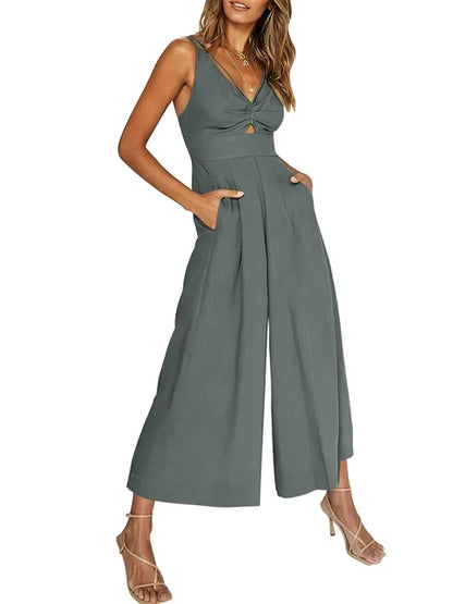 V-hals Jumpsuit Zomerse Jurk Zonnestraal Mode