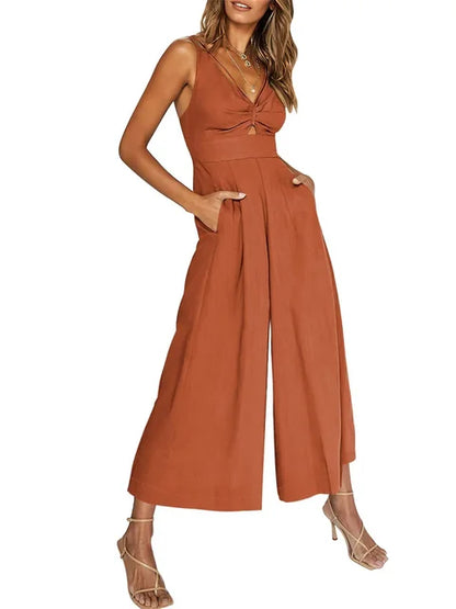 V-hals Jumpsuit Zomerse Jurk Zonnestraal Mode