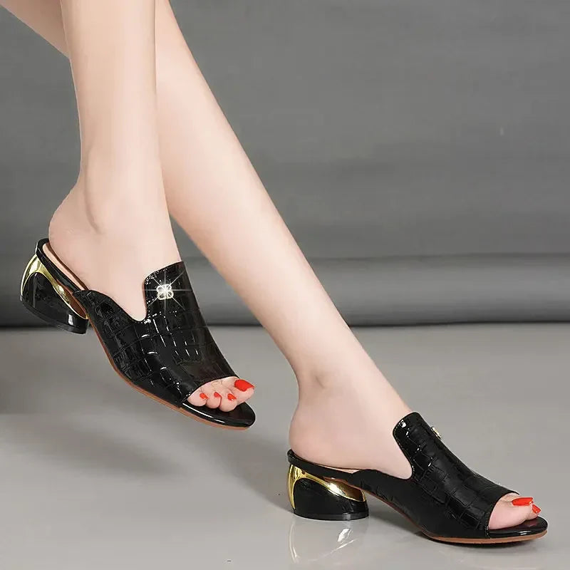 Rode Leren Slippers Dameschoenen Spaanse Stijl