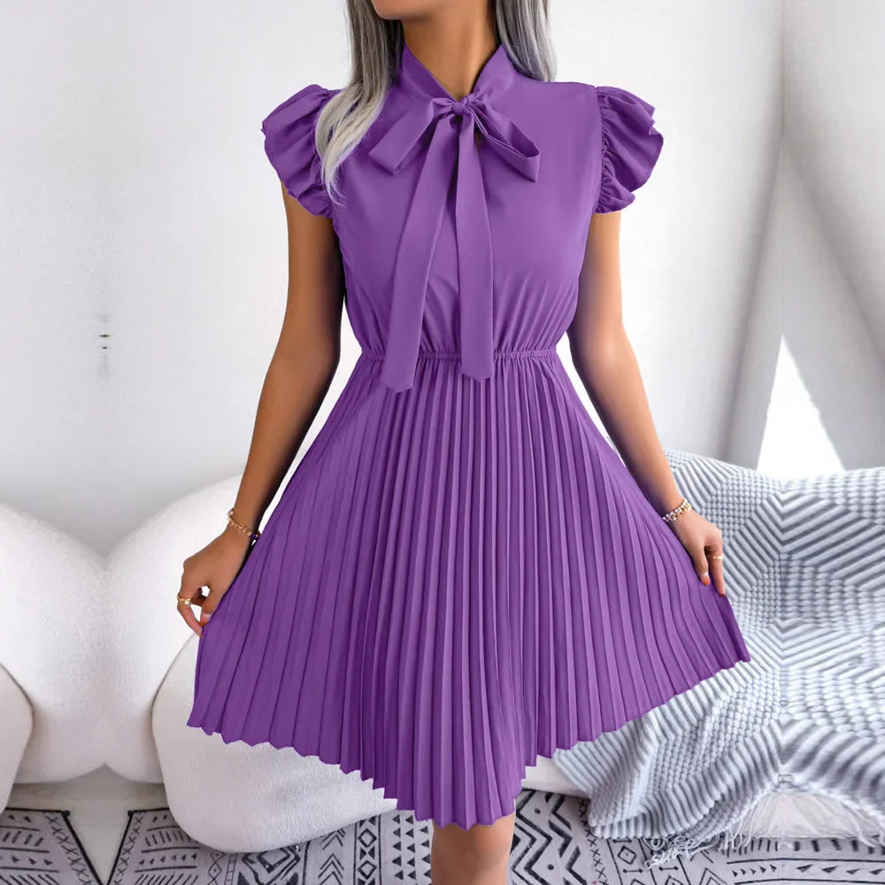 Dames Jurk Hoge Taille Grote Plooi Zomerjurk