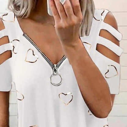 Vrouwen Zomer T-Shirt V-Hals Korte Mouw Zomerse Look