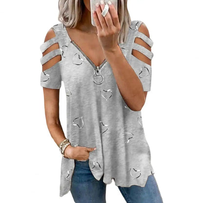 Vrouwen Zomer T-Shirt V-Hals Korte Mouw Zomerse Look
