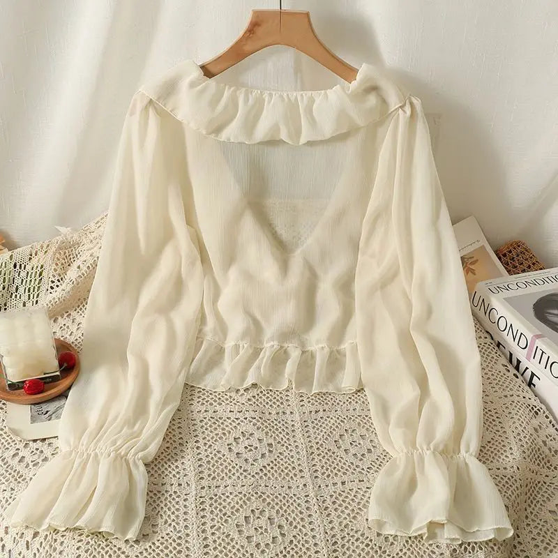 Licht Chiffon Zomer Bloes Vrouw