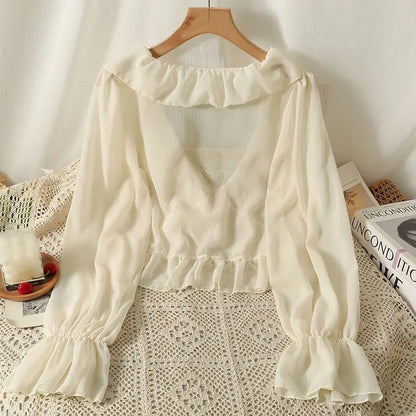 Licht Chiffon Zomer Bloes Vrouw