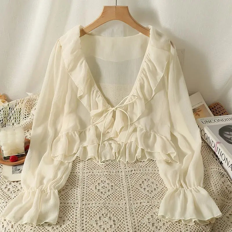 Licht Chiffon Zomer Bloes Vrouw