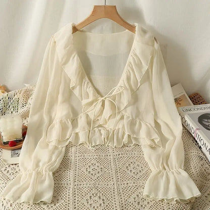 Licht Chiffon Zomer Bloes Vrouw