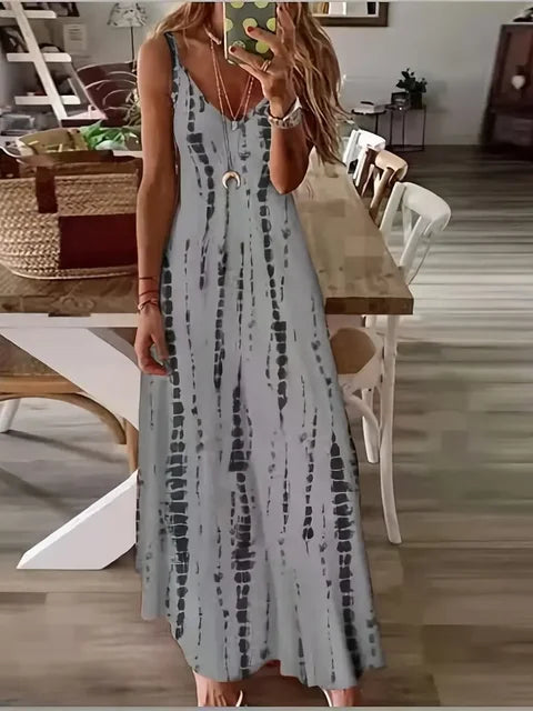 Zomerjurk Vrouw Strandjurk Maxi Dye Print voor Strandvakantie - StudioMarella