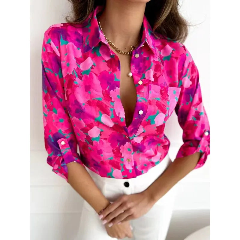 Vrouwelijke Bloemenblouse met Verfijnd Ontwerp