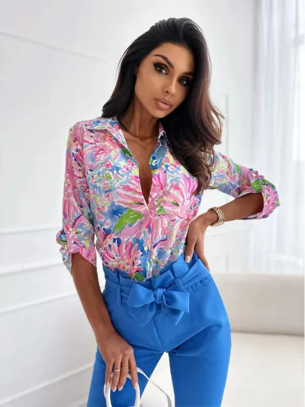 Vrouwelijke Bloemenblouse met Verfijnd Ontwerp
