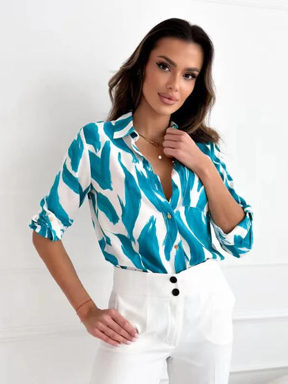Vrouwelijke Bloemenblouse met Verfijnd Ontwerp
