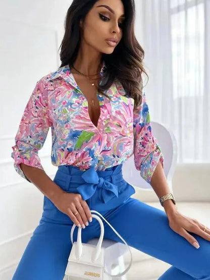 Vrouwelijke Bloemenblouse met Verfijnd Ontwerp