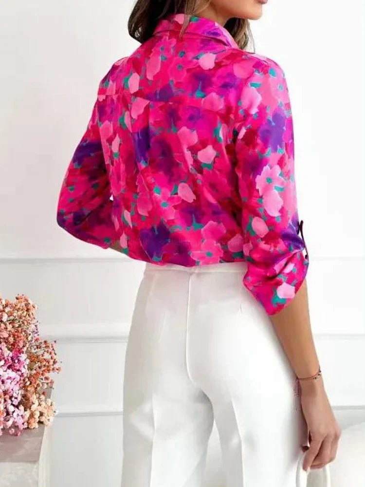 Vrouwelijke Bloemenblouse met Verfijnd Ontwerp