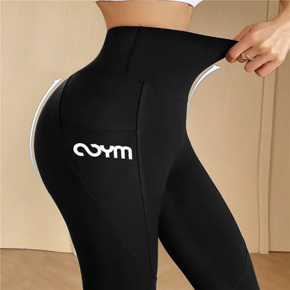 Sportleggings Hoge Taille Elastisch Met Zijzakken → Sportleggings Hoge Taille Elastisch Zijzakken Joggingbroek