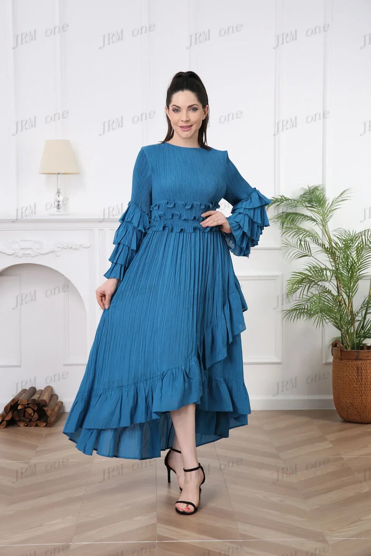Lange Mouwjurk Bloemenprint Zomerjurk Vrouw