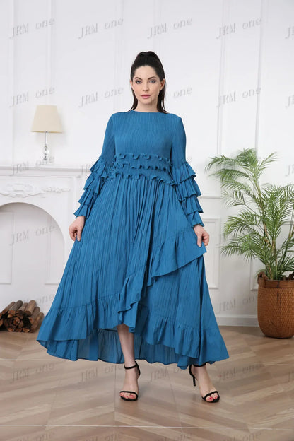 Lange Mouwjurk Bloemenprint Zomerjurk Vrouw