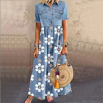 Vrouwelijke Zomerjurk Denim Stijl Korte Jurk voor Dames