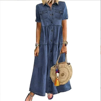 Vrouwelijke Zomerjurk Denim Stijl Korte Jurk voor Dames