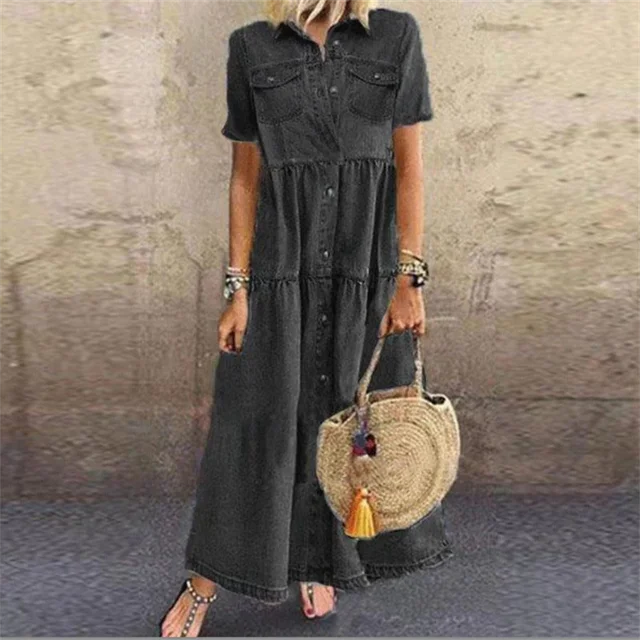 Vrouwelijke Zomerjurk Denim Stijl Korte Jurk voor Dames - StudioMarella