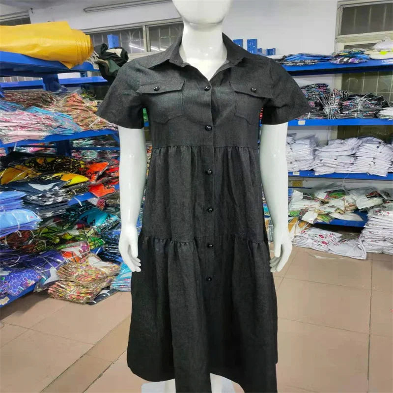 Vrouwelijke Zomerjurk Denim Stijl Korte Jurk voor Dames