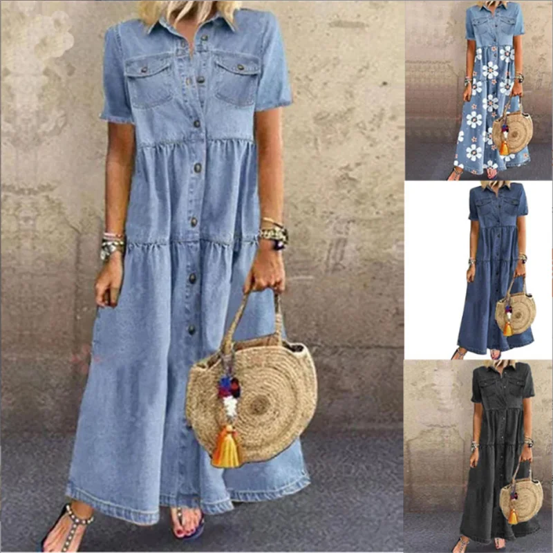 Vrouwelijke Zomerjurk Denim Stijl Korte Jurk voor Dames