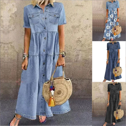 Vrouwelijke Zomerjurk Denim Stijl Korte Jurk voor Dames