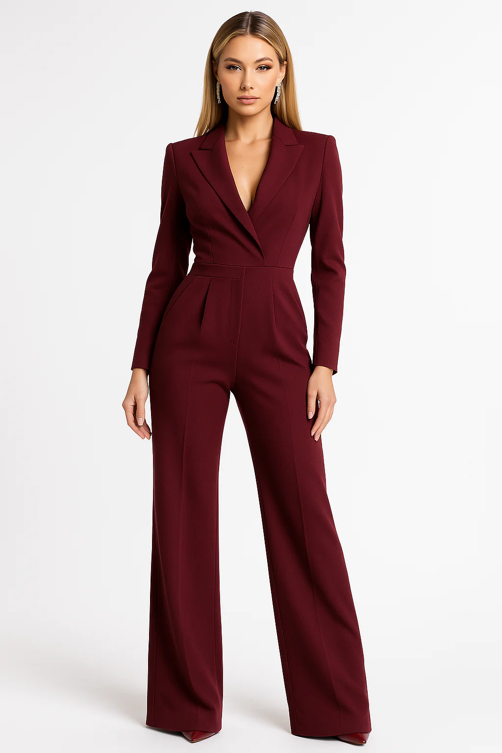Dames Jumpsuit Kort Met V-Hals en Slanke Pasvorm - StudioMarella