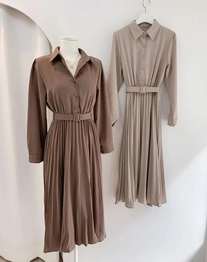 Lente Jurk Dames Lange Mouw Elegante Hoge Taille