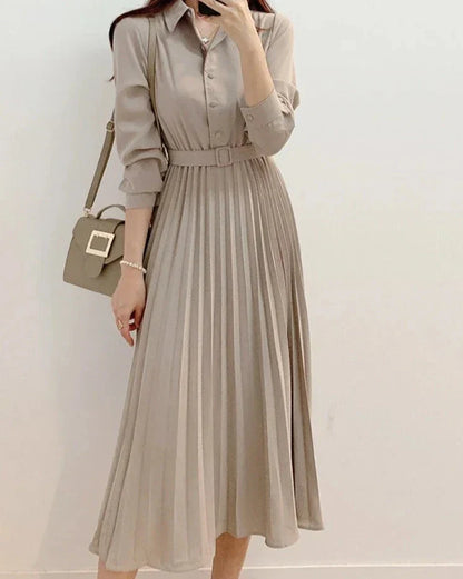 Lente Jurk Dames Lange Mouw Elegante Hoge Taille