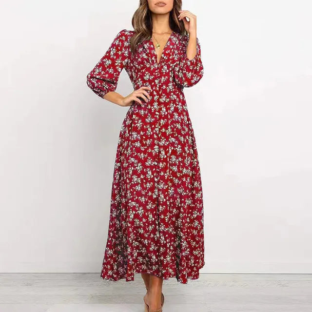 Boho Jurk Maxi Bloemenprint Zomerjurk