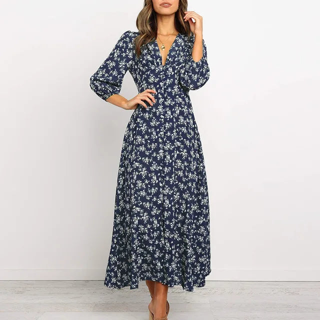 Boho Jurk Maxi Bloemenprint Zomerjurk