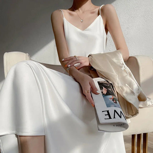 Zomerjurk Maxi Satijn Elegante Vrouwelijk Design - StudioMarella