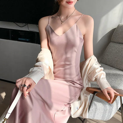 Zomerjurk Maxi Satijn Elegante Vrouwelijk Design