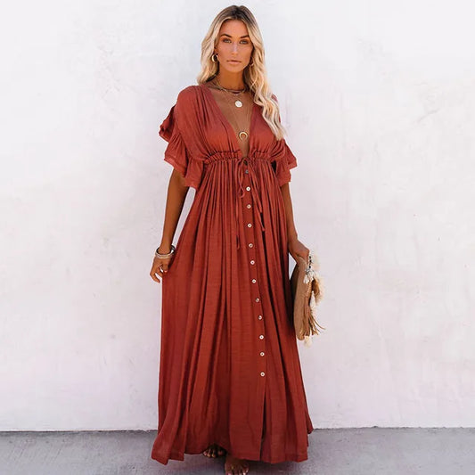 Lange Zomerjurk Strandjurk voor Vrouw Maxi Stijl - StudioMarella