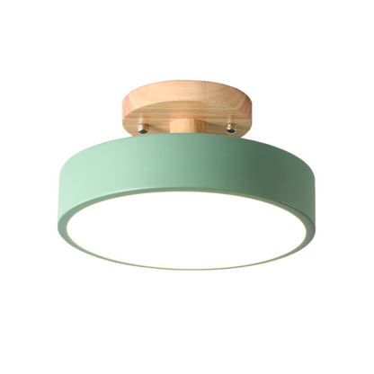 Scandinavische Trommel Plafondlamp LED met Houtaccent 30cm 40cm 50cm Dimbaar Warm Wit en Koel Wit Modern Design voor Woonkamer Slaapkamer