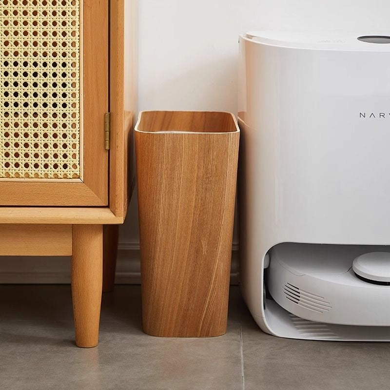 Houten Prullenbak Woonkamer Draaibaar Deksel Dubbelwandig Keuken Badkamer Kantoor Vuilnisbak Houtlook Afvalbak Bureau