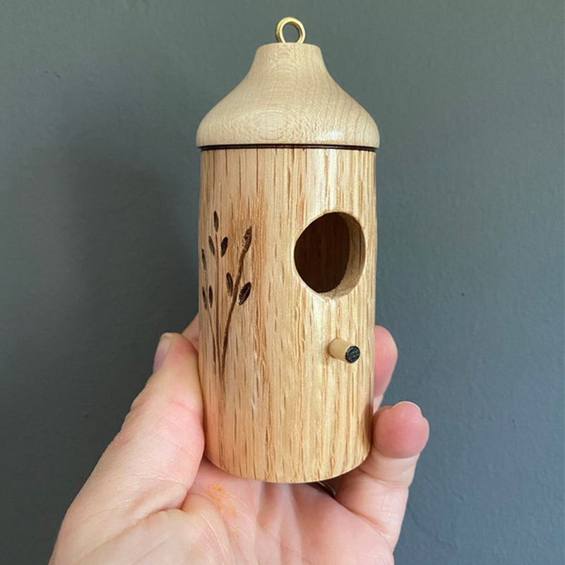 Houten Kolibrihuisje Natuurlijk Nestkastje voor Tuin en Balkon met Handgesneden Details Decoratief Vogelhuisje