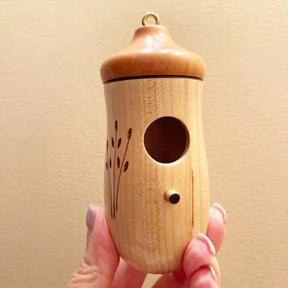 Houten Kolibrihuisje Natuurlijk Nestkastje voor Tuin en Balkon met Handgesneden Details Decoratief Vogelhuisje