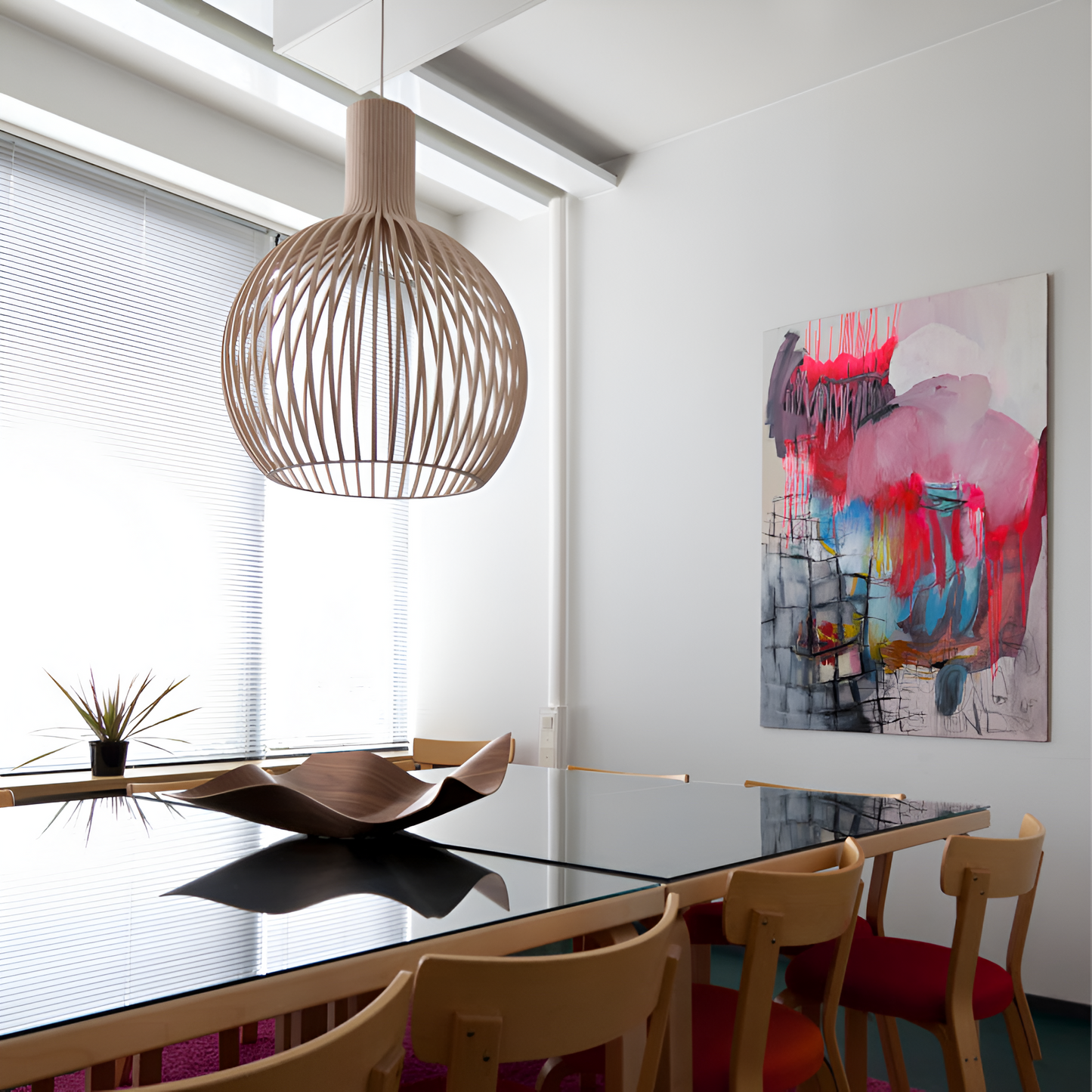 Houten Hanglamp Vintage Design Met Lamellen E27 23cm