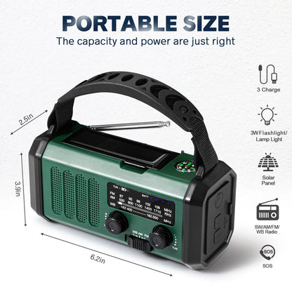 Handgenerator Noodradio met Zonne-energie en AM/FM Ontvangst 10.000 mAh